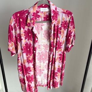 Topman Pink Floral Casual Button Down Shirt
